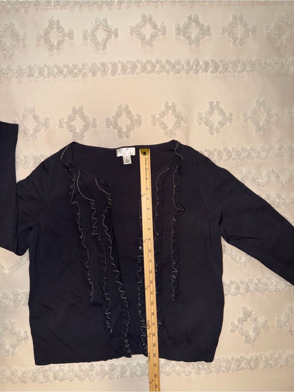 LOF Black Ruffle-Front Cardigan - Picture 3 of 5